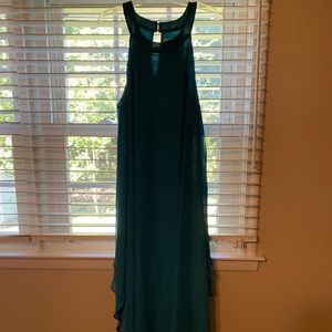 Plus size teal high neck maxi dress